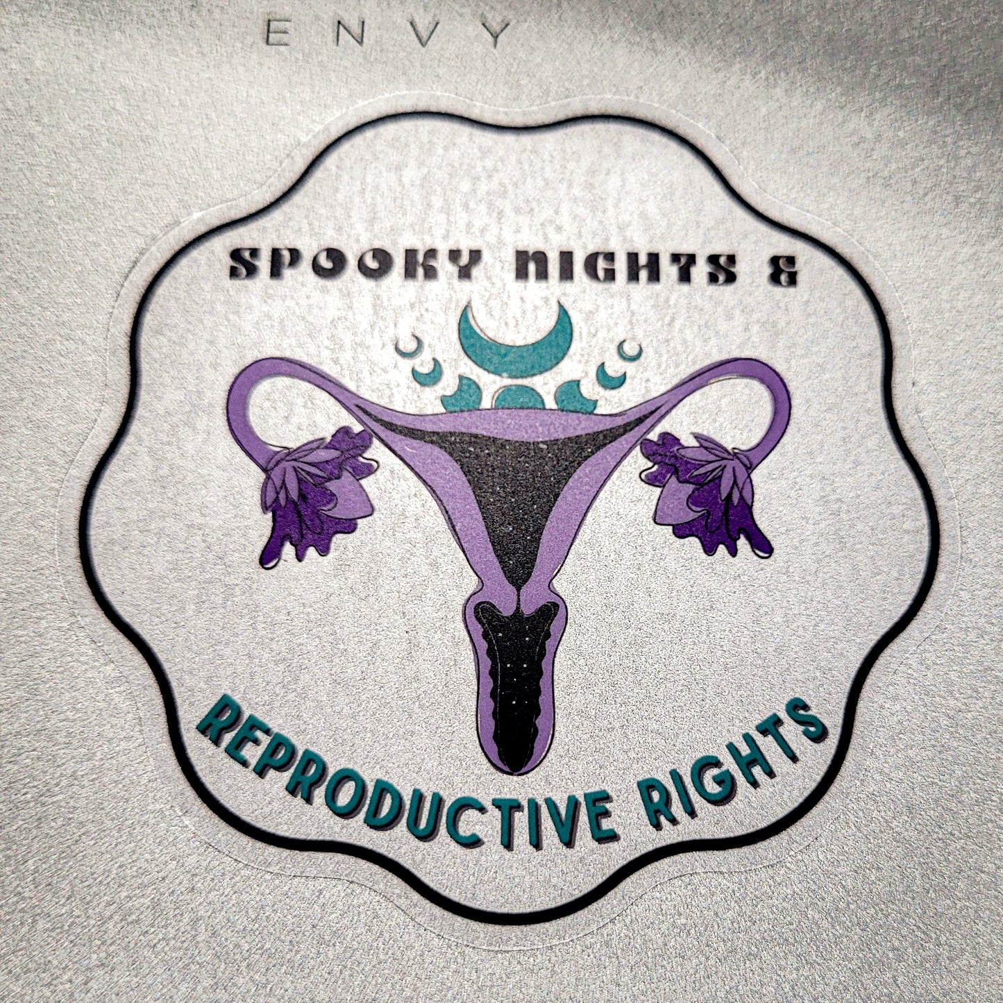 "Spooky Nights & Reproductive Rights" Clear Vinyl Sticker Transparent