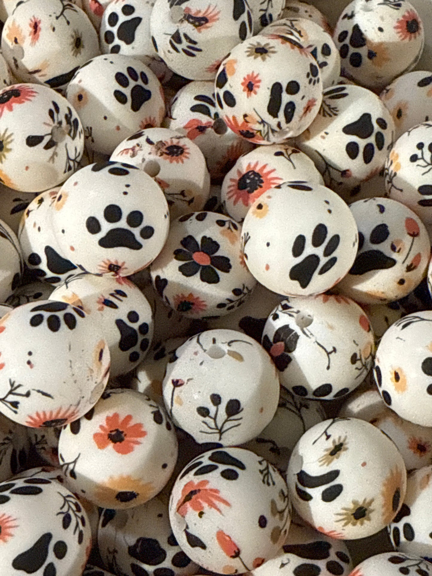 Silicone Bead Garden Dog Paw P21 15mm - 10 pack