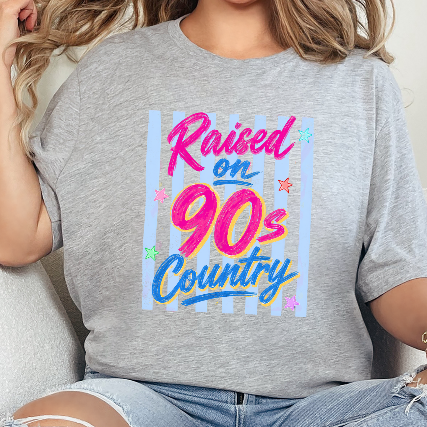 Raised on 90s Country Stripes Graphic Tee
