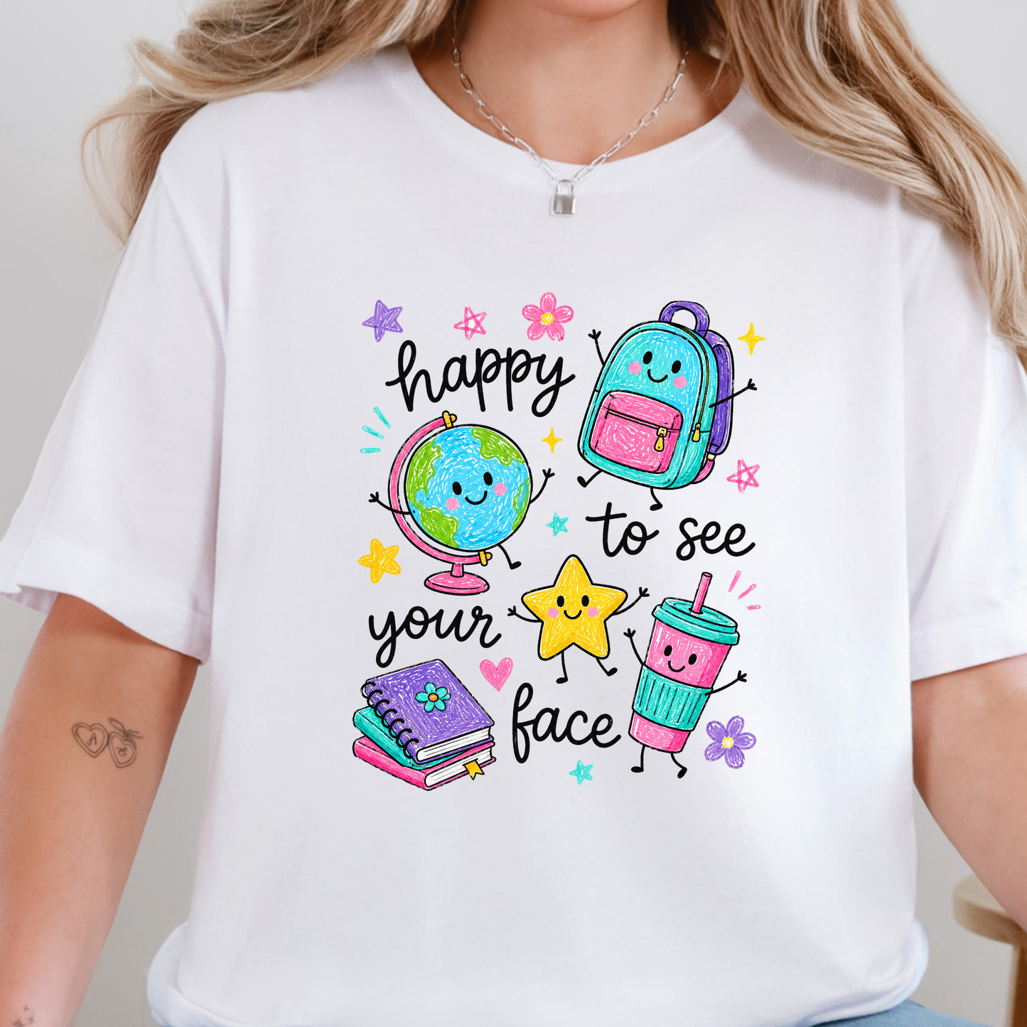 Teacher Happy to See Your Face Graphic Tee