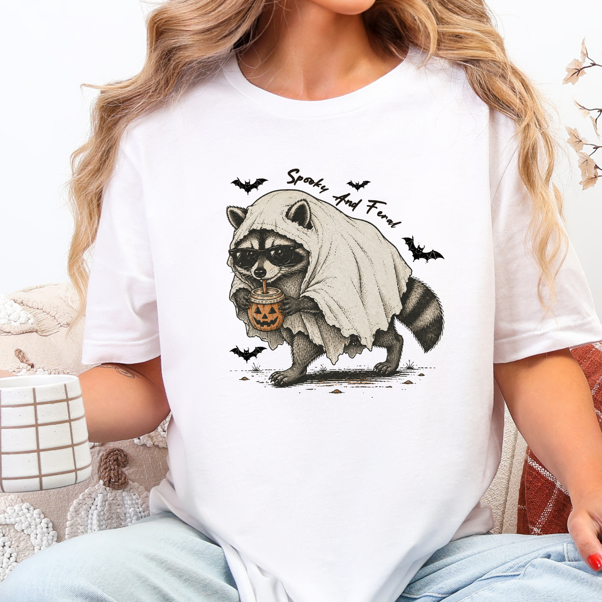 Spooky Raccoon Ghost Graphic Tee