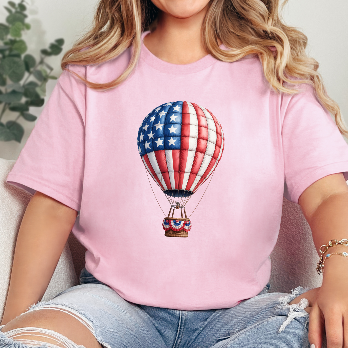 Patriotic Hot Air Balloon Graphic Tee