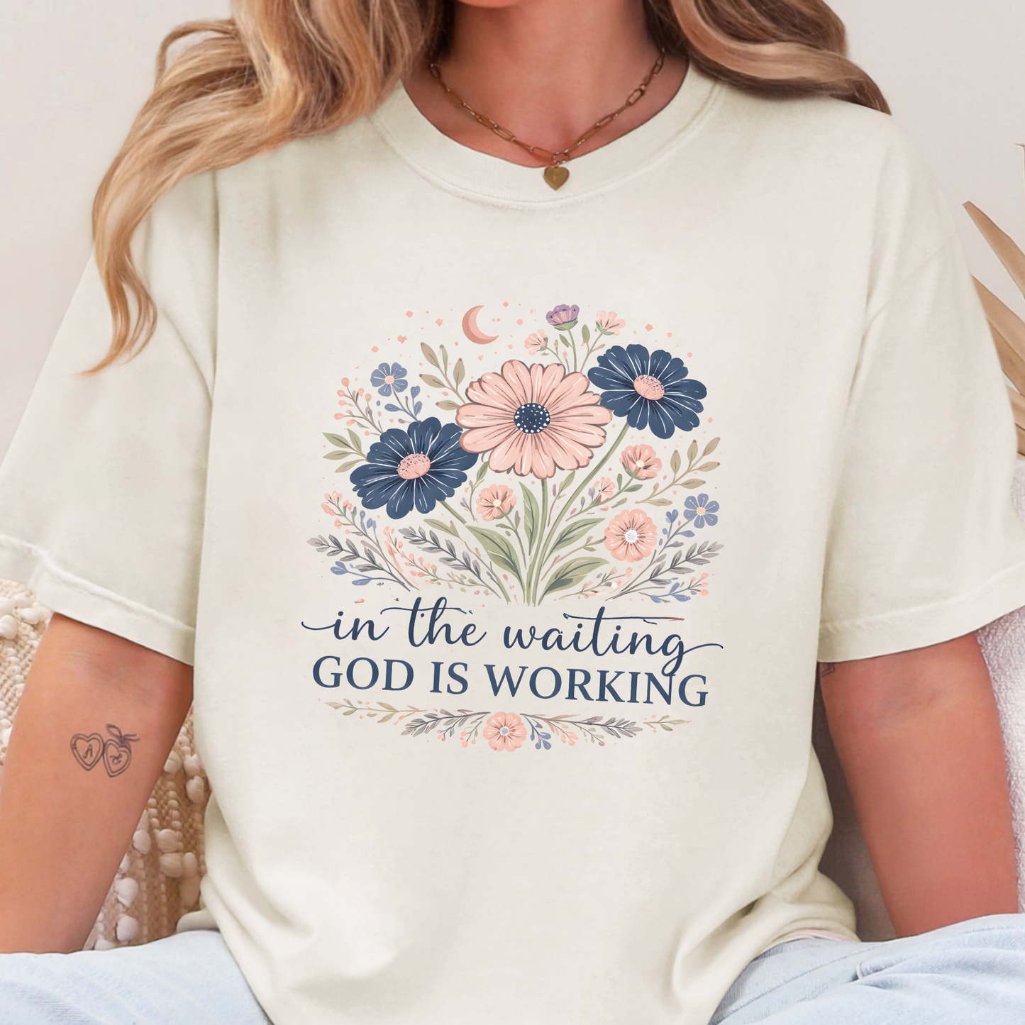 Floral God Is Waiting Graphic Tee
