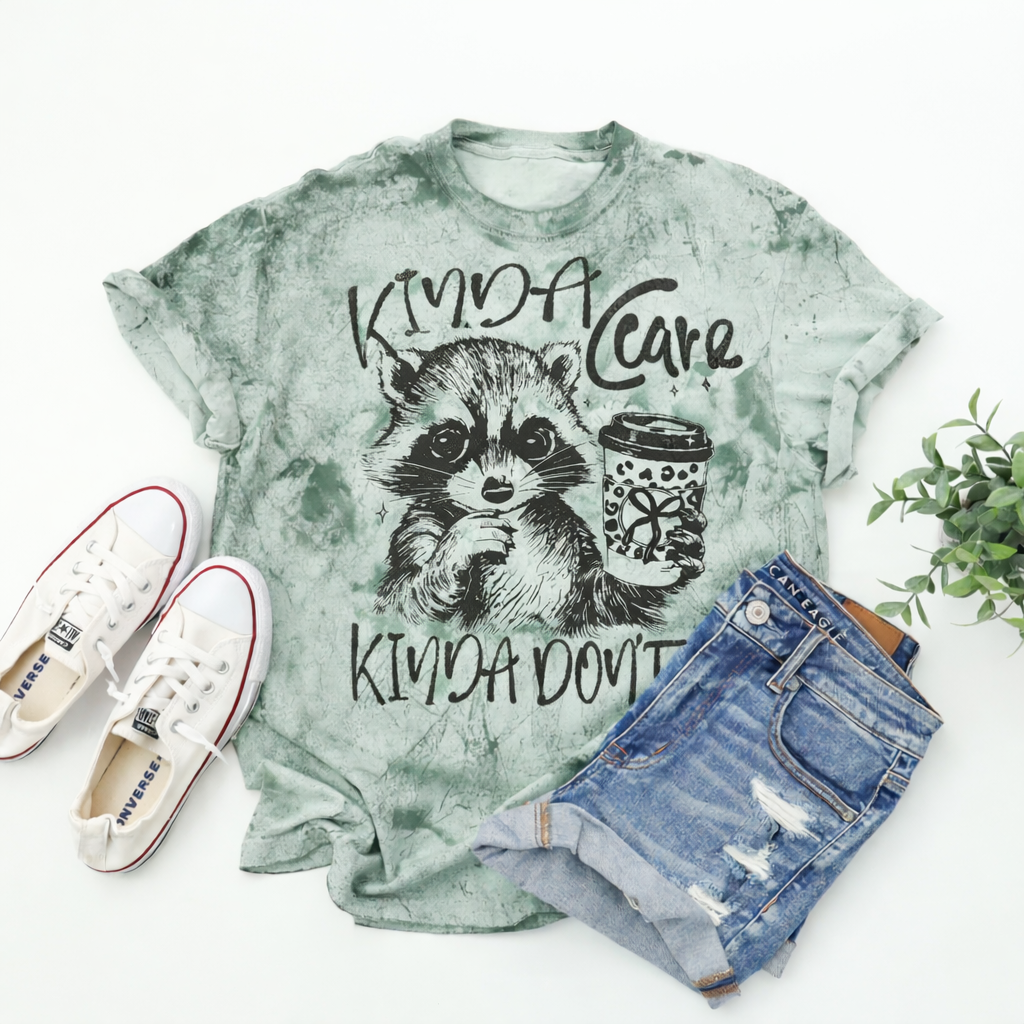 Kinda Care Kinda Dont - Unisex Comfort Color Color Blast Fern Tee
