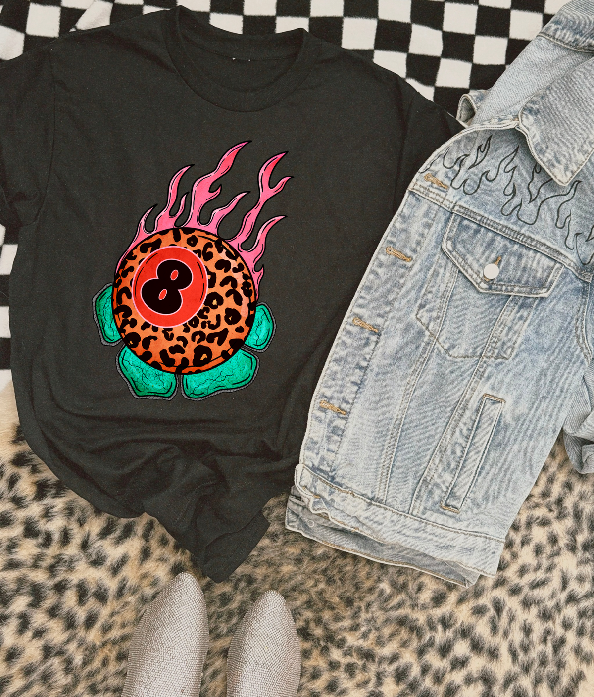 Leopard 8 ball Tee
