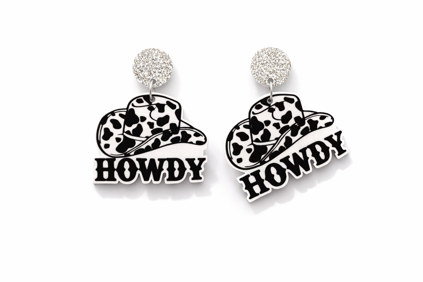 Cowgirl Howdy Cow Print Earrings