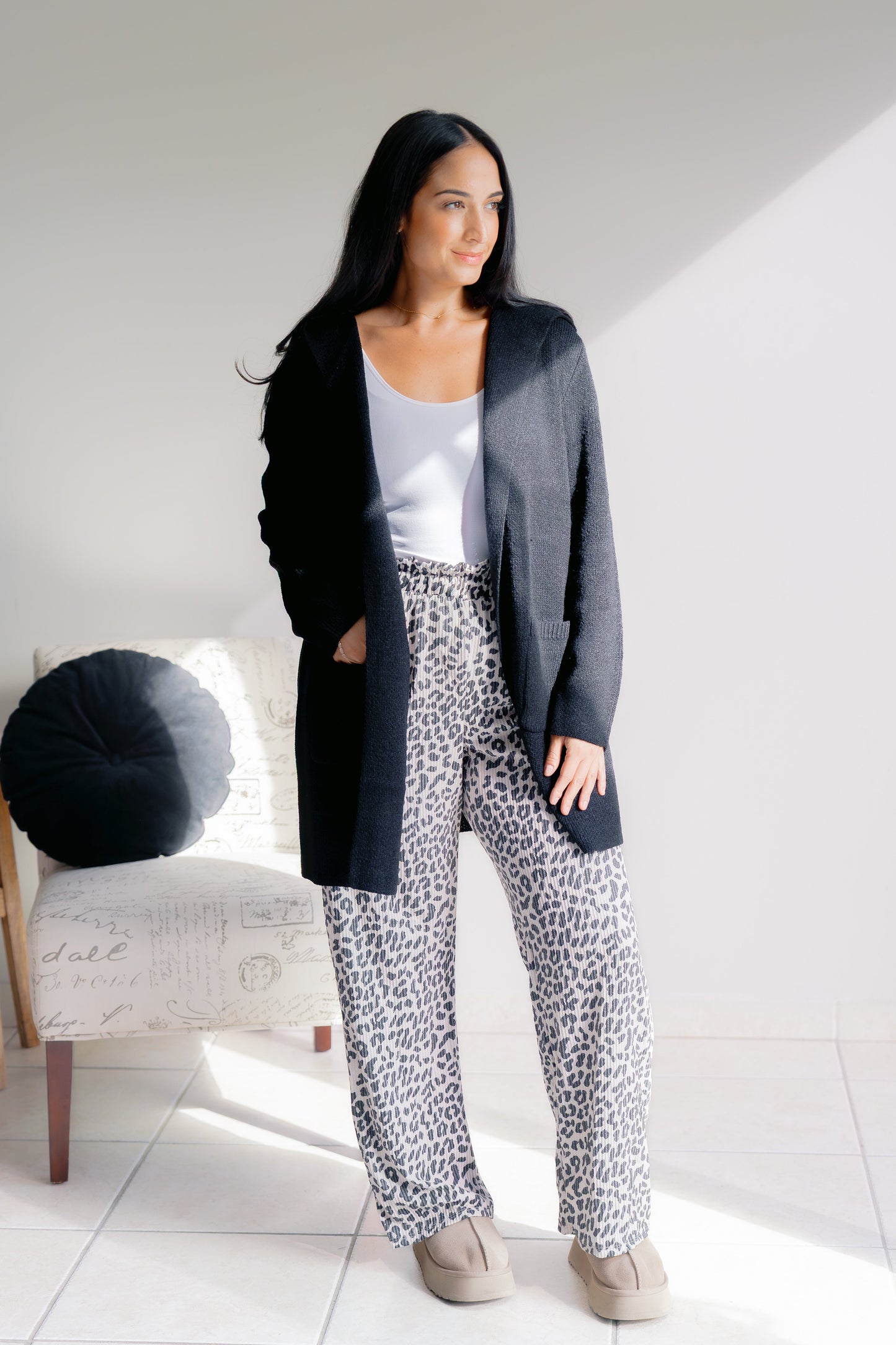 Obsidian Veil Hooded Sweater Cardigan