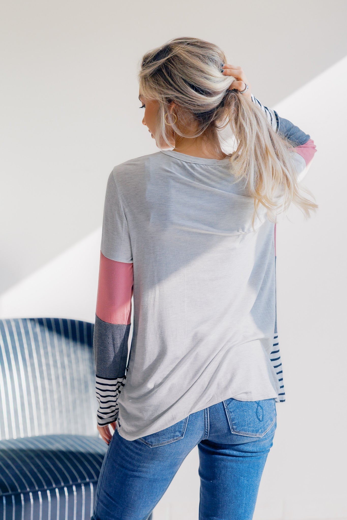 Rose Smoke Striped Knit