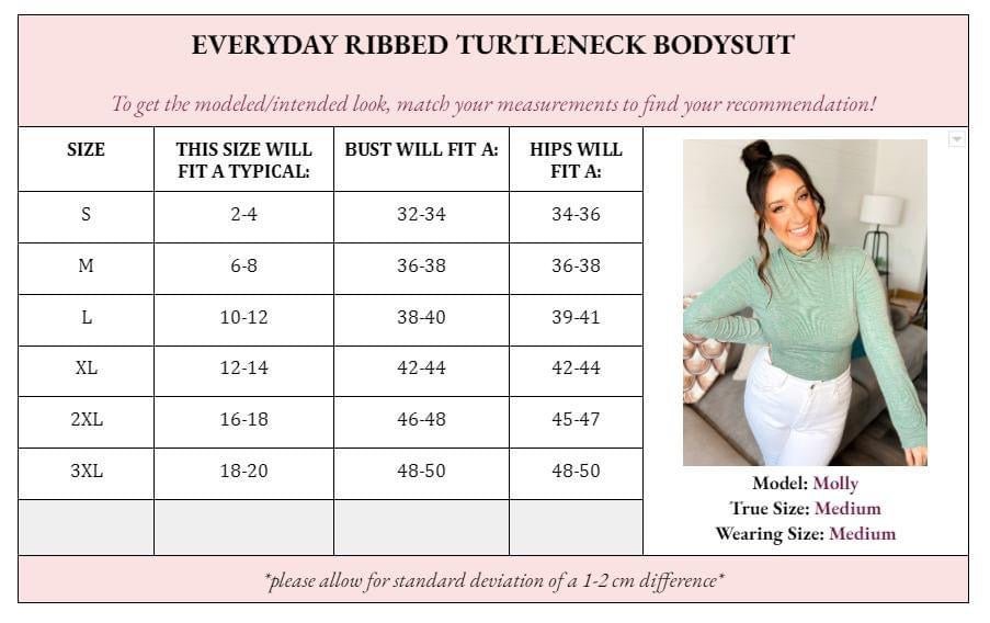 Emily Everyday Ribbed Turtleneck Bodysuit - Girl Code Couture