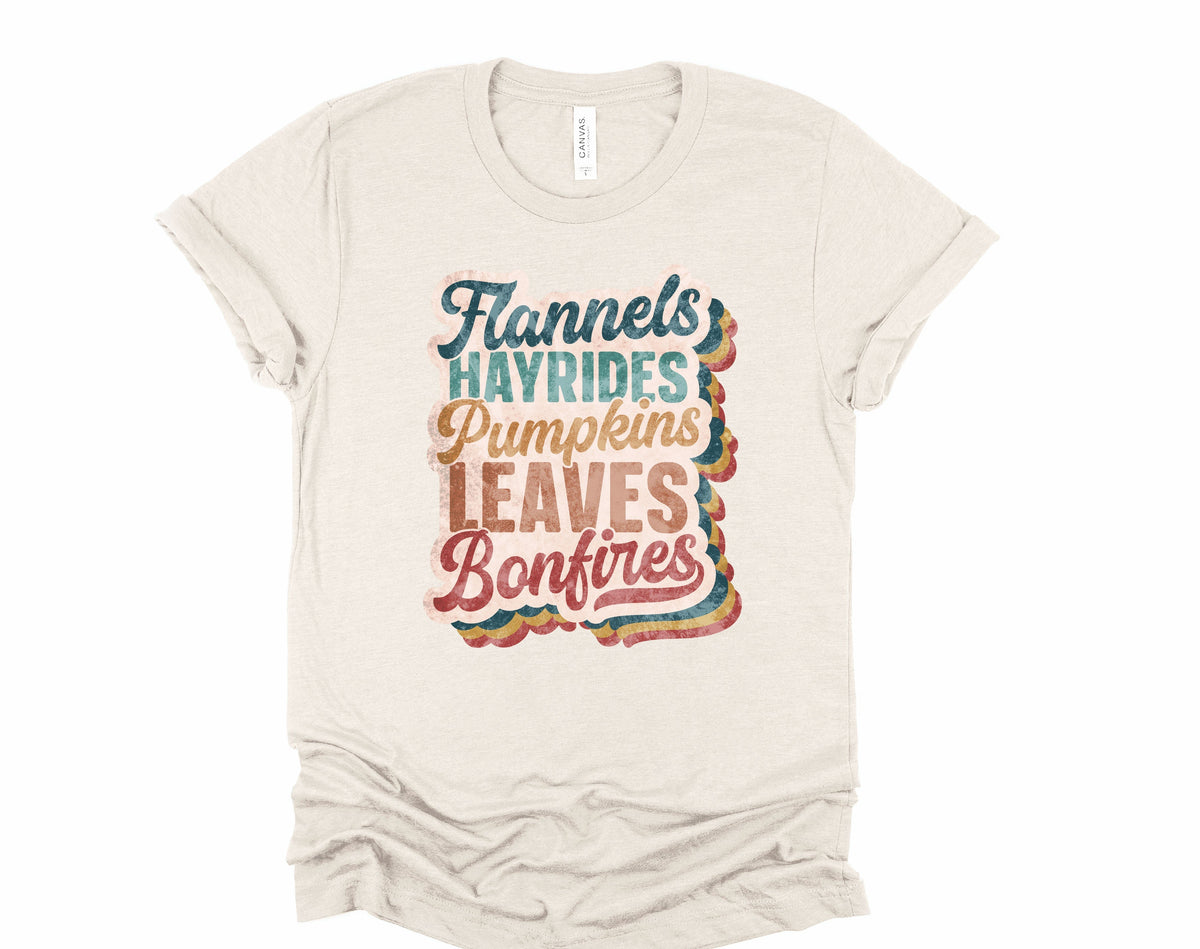 Flannels Hayrides and Pumpkins Graphic Tee