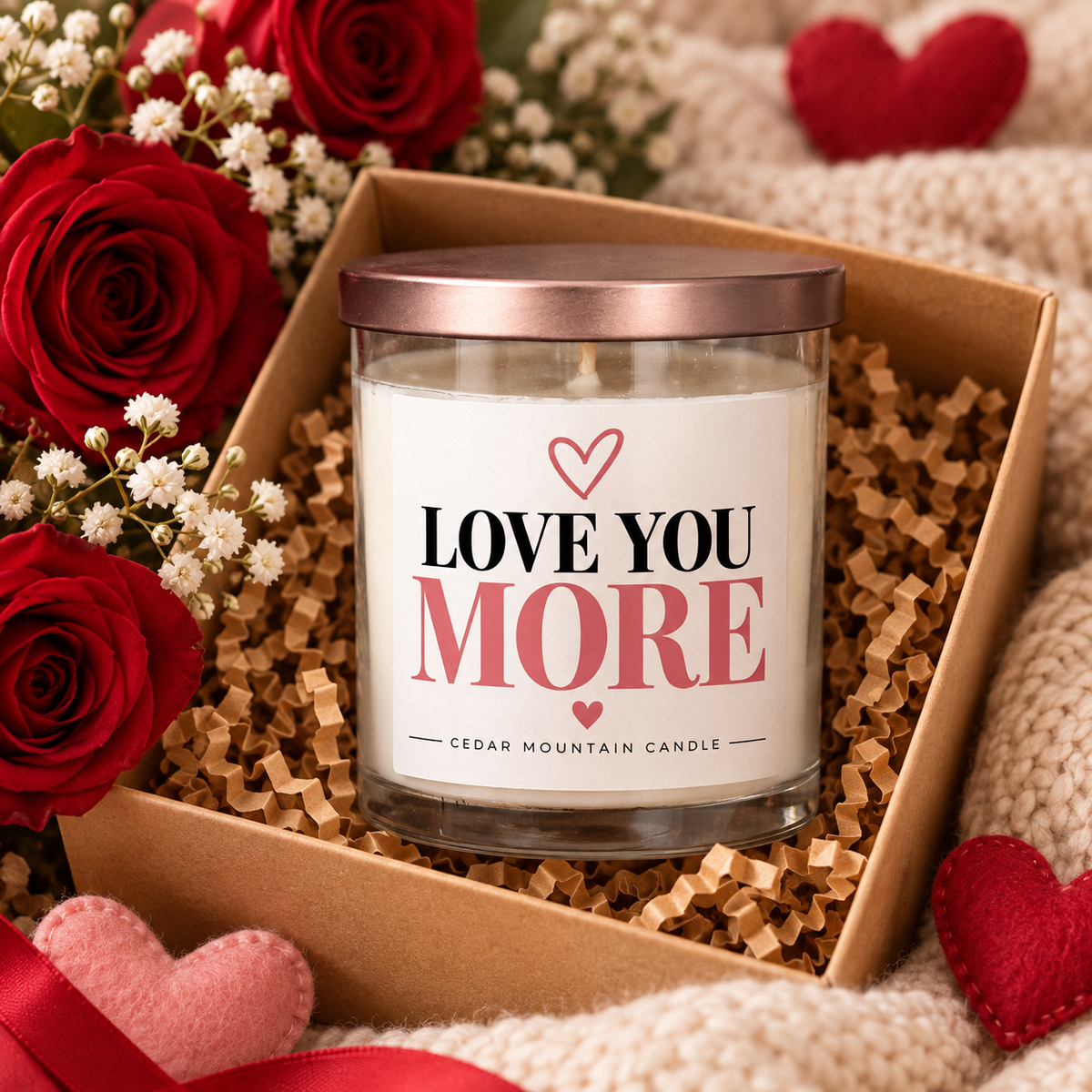 Love You More – Beach Linen | Valentine's Day 9 oz Whiskey Jar Candle