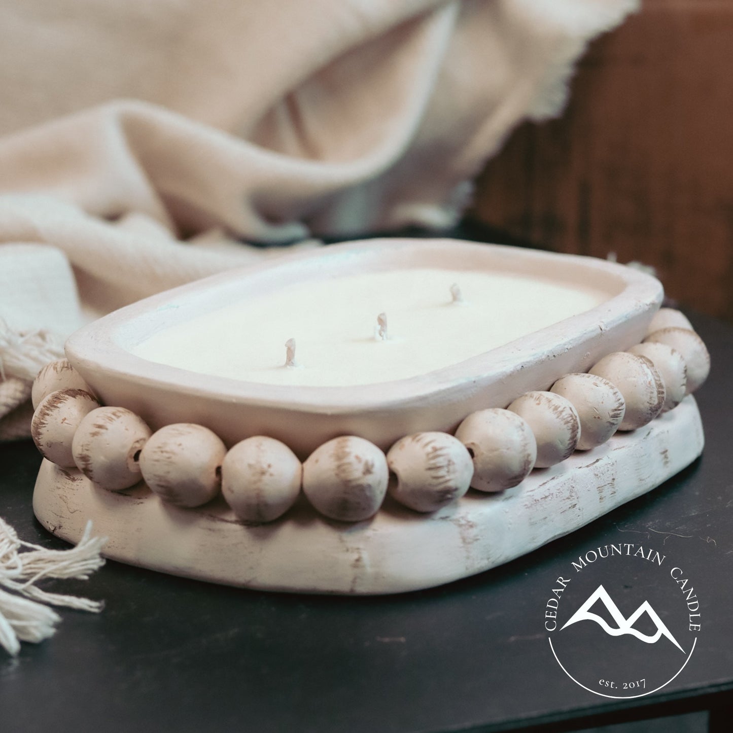 Christmas Hearth - 3 Wick Beaded Clay Bowl Candle