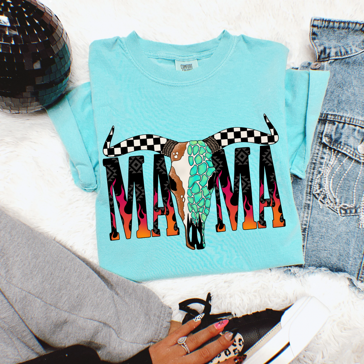 Mama Turq Bull Skull Tee