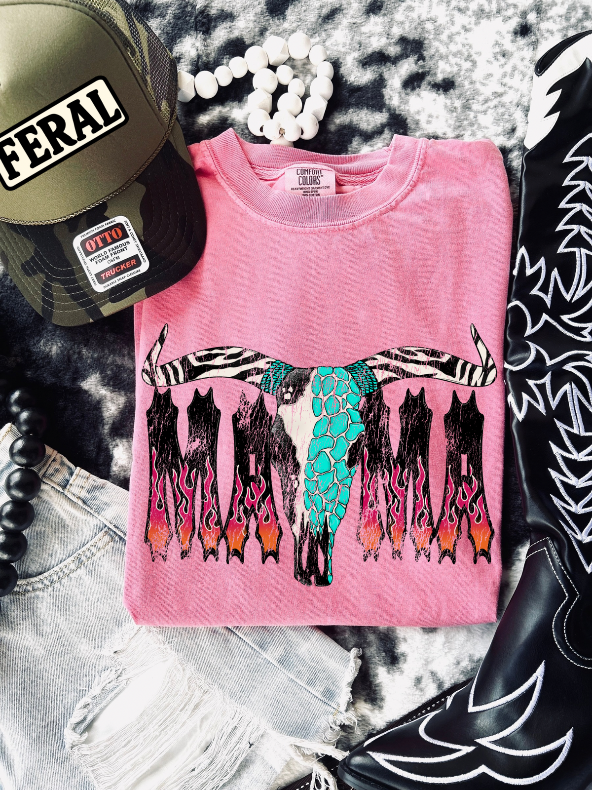 Flaming Mama Bullskulk Tee