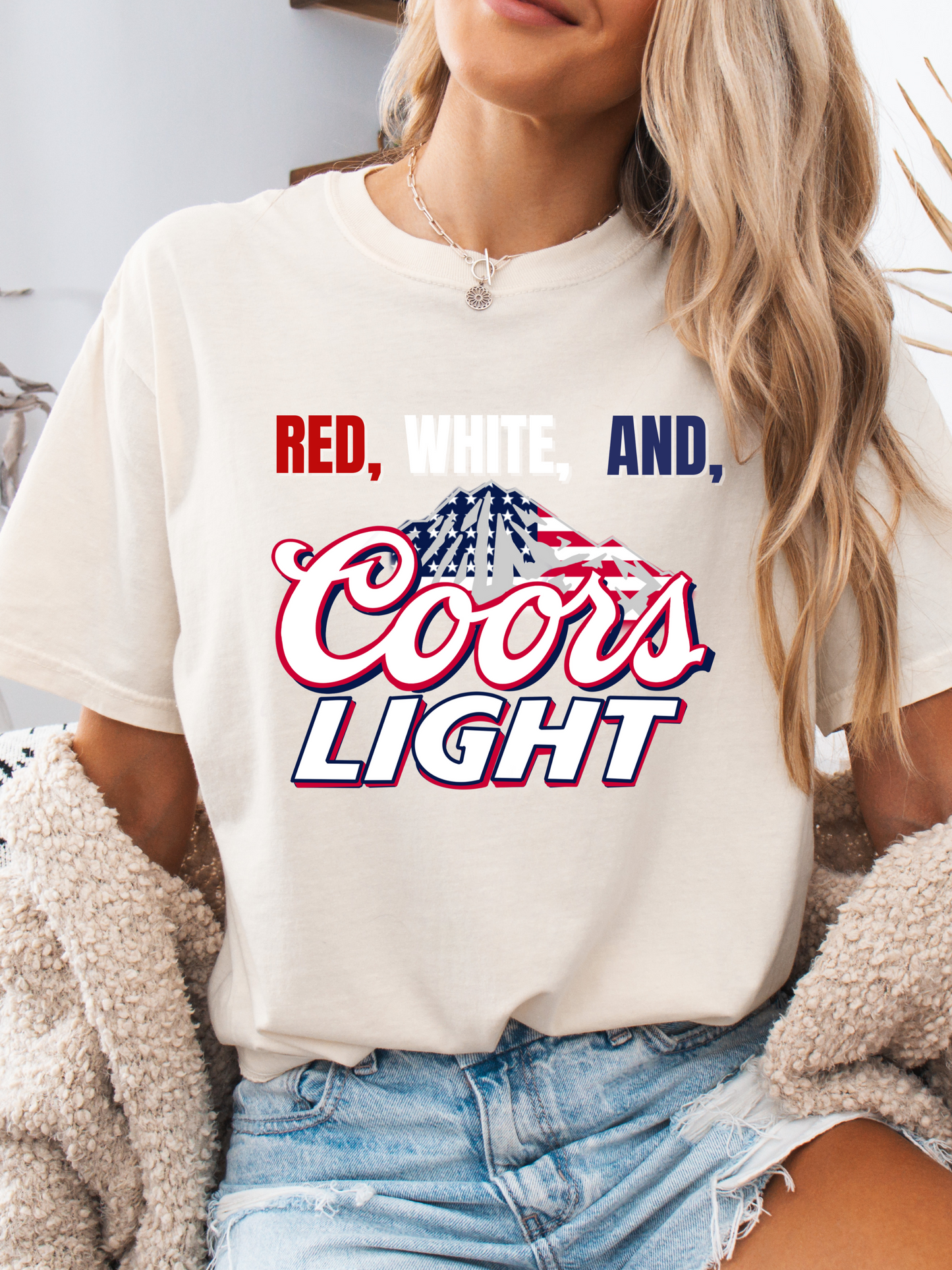 Red White And Coors Light Graphic