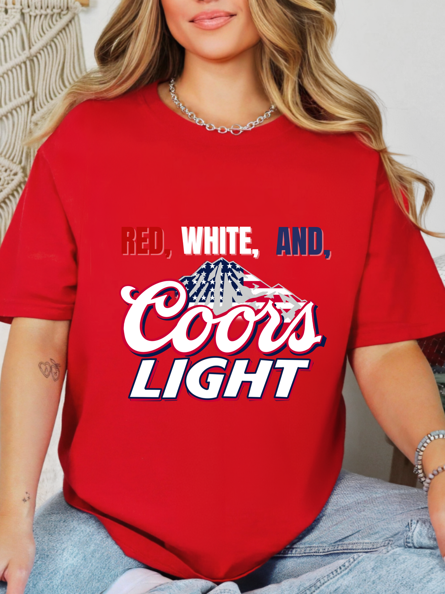 Red White And Coors Light Graphic