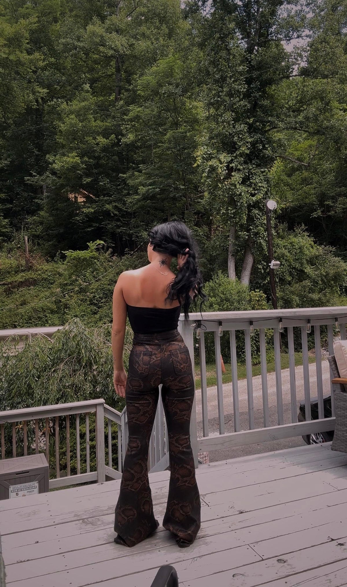 Fiona High Waisted Bell Bottom Flare Jeans - Snakeprint