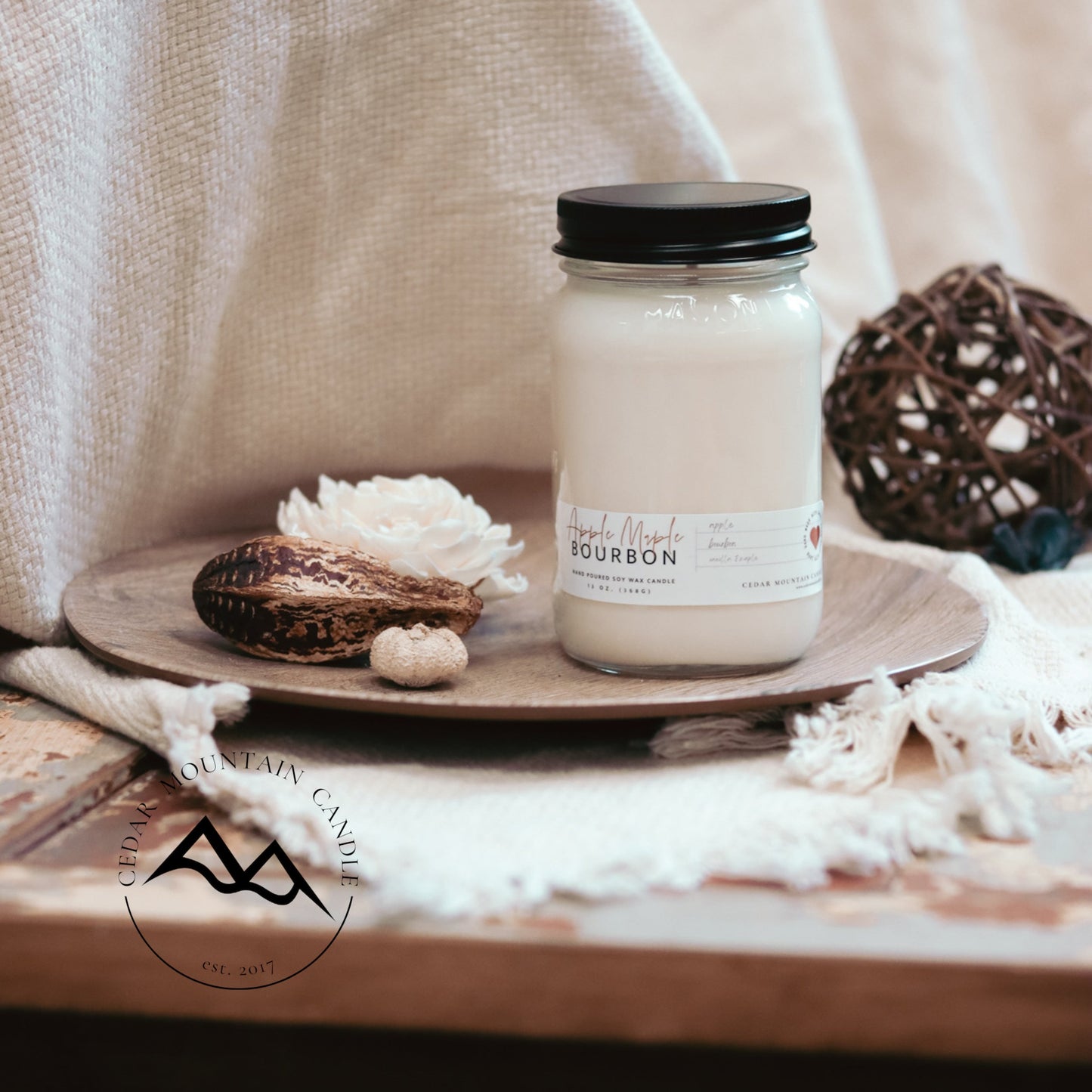 13 oz Mason Jar Soy Candle - Spiced Cranberry Apple