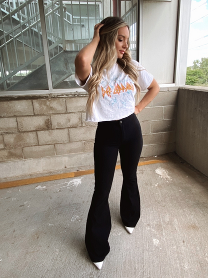 Fiona High Waisted Bell Bottom Flare Jeans - Black