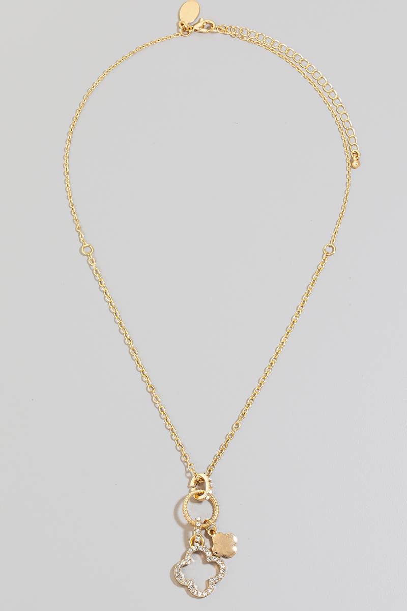 Mini Clover And Hoop Charms Chain Necklace