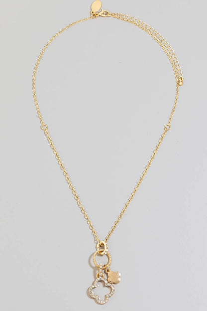 Mini Clover And Hoop Charms Chain Necklace