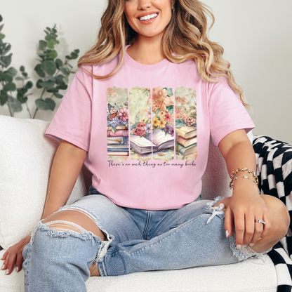 Brushstroke too many books Graphic Tee