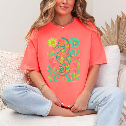 Seahorse Floral Graphic Tee