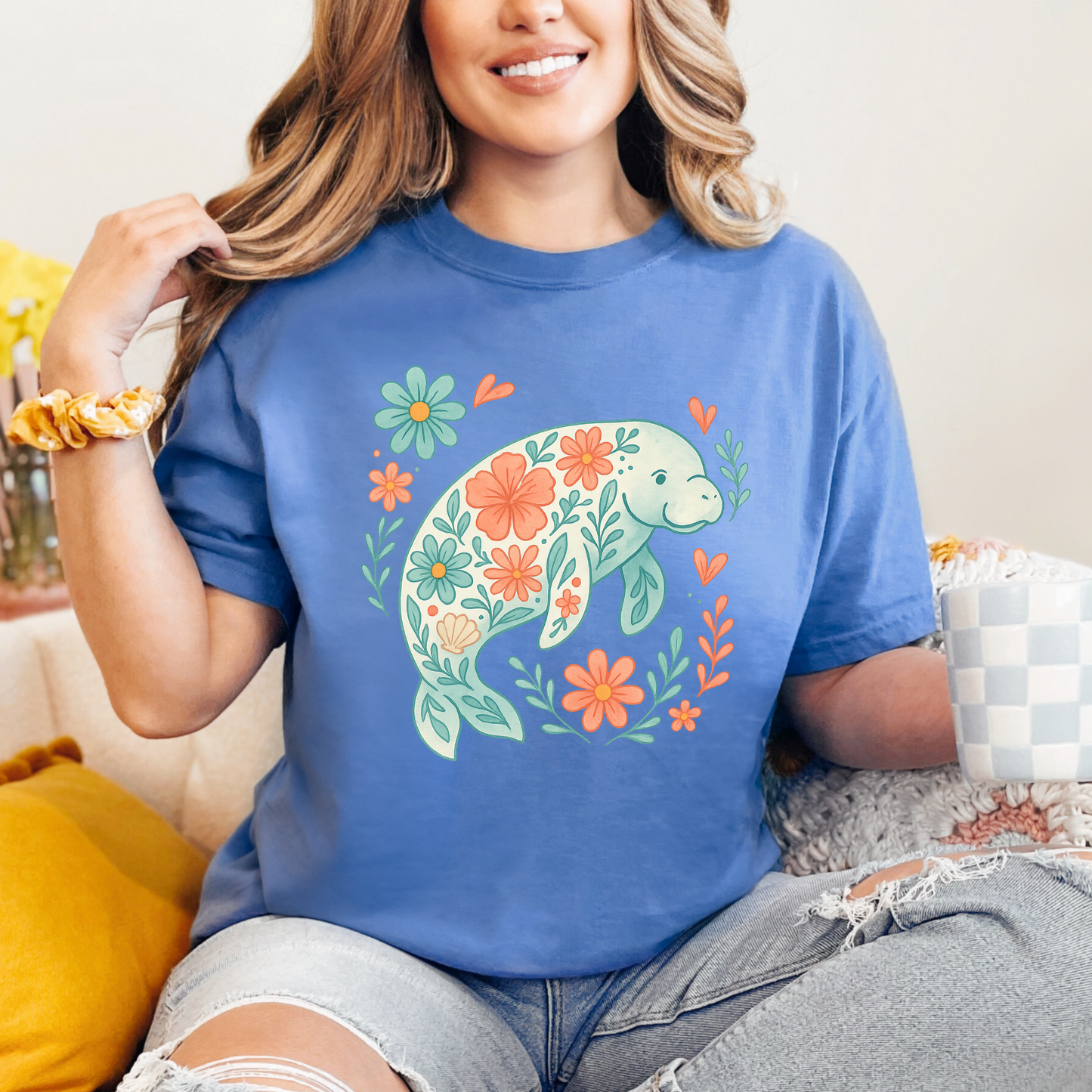 Manatee Floral Graphic Tee