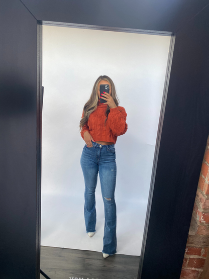 Sarah Distressed Medium Wash Flares