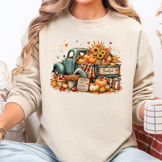 Autumn Truck Pumpkin Graphic Sweatshirt