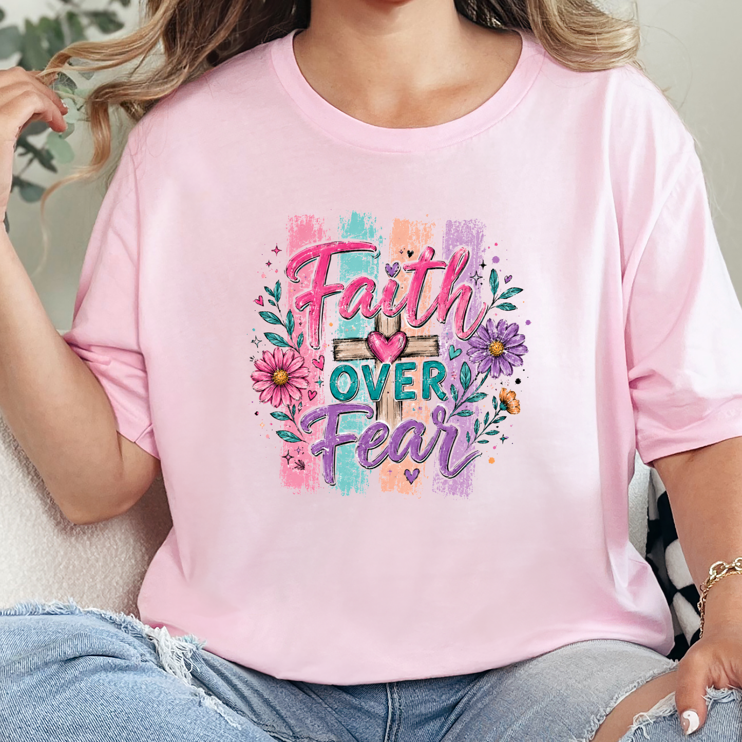Faith Over Fear Purple Graphic Tee