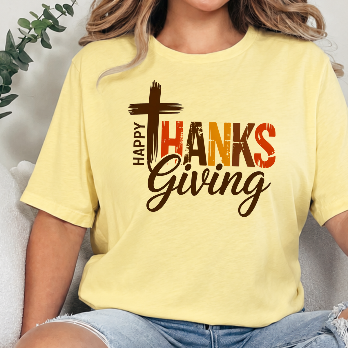 Happy Thanksgiving Cross Graphic Tee