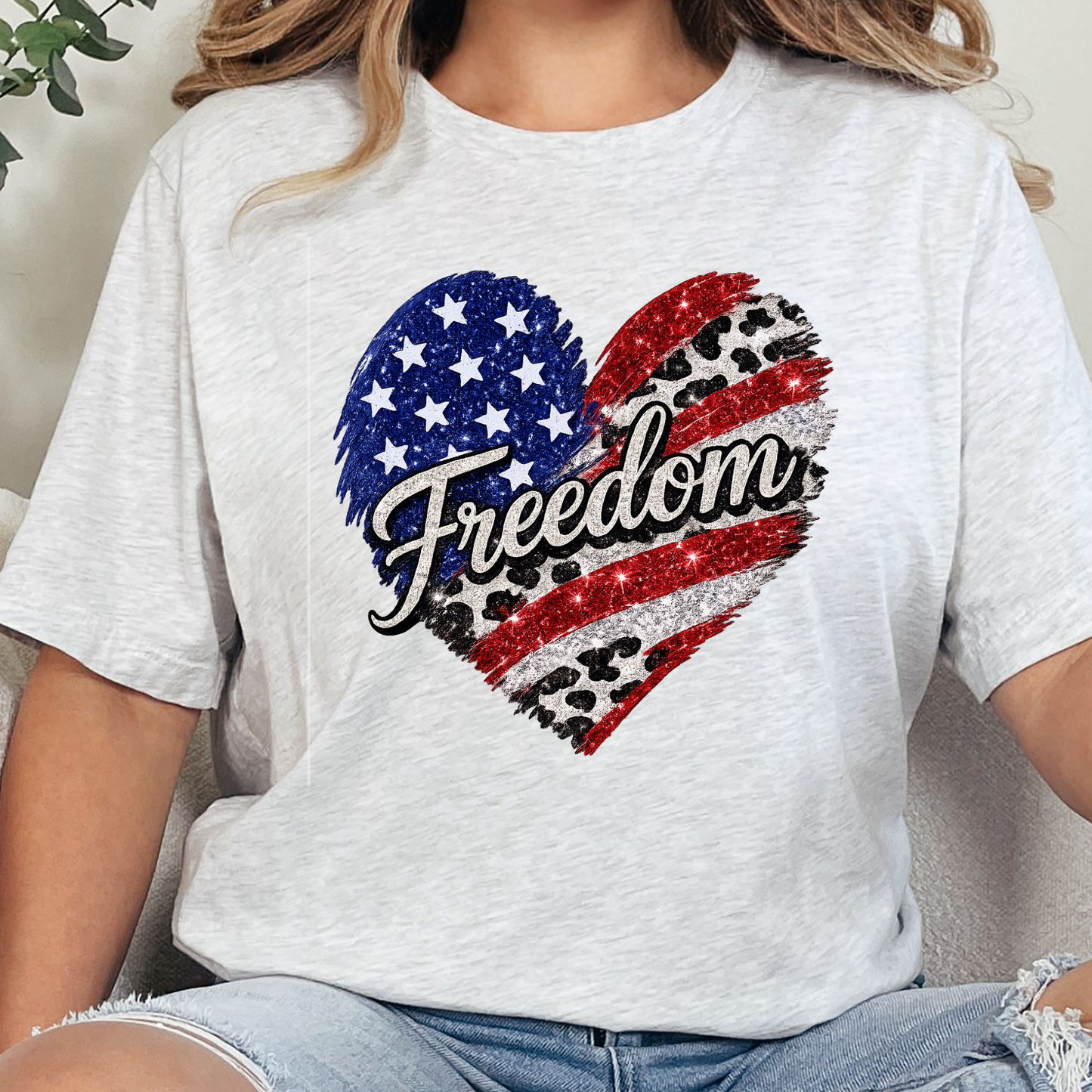 Freedom Flag Cow Print Graphic Tee