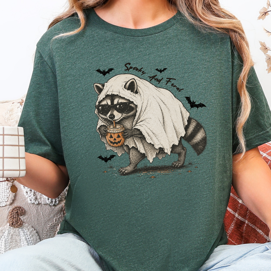 Spooky Raccoon Ghost Graphic Tee
