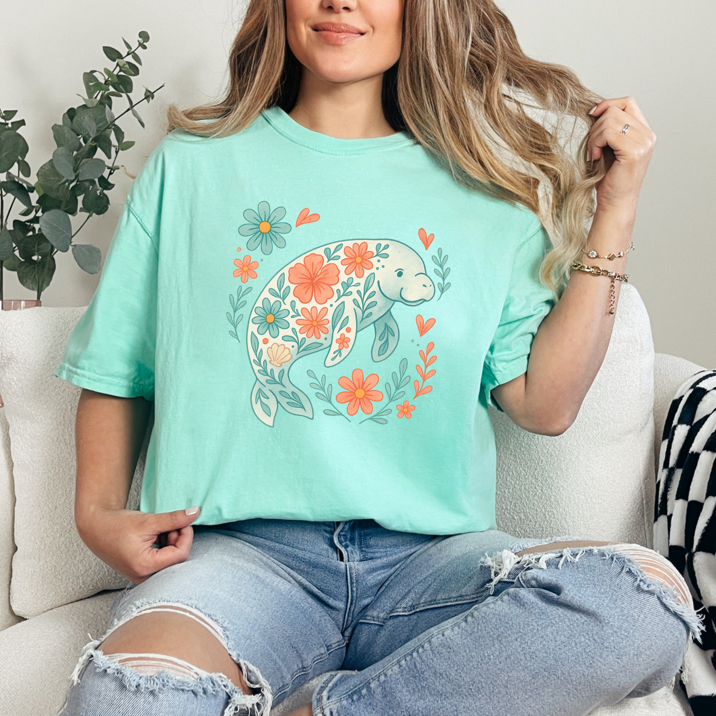 Manatee Floral Graphic Tee