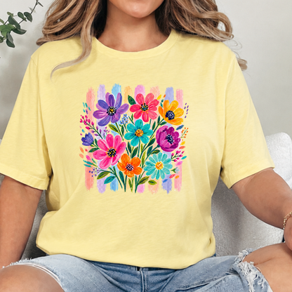 Boho Floral Brushstroke Graphic Tee