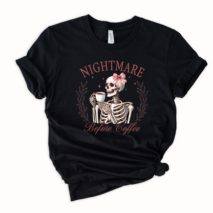 Skeleton nightmare before coffee Graphic Tee