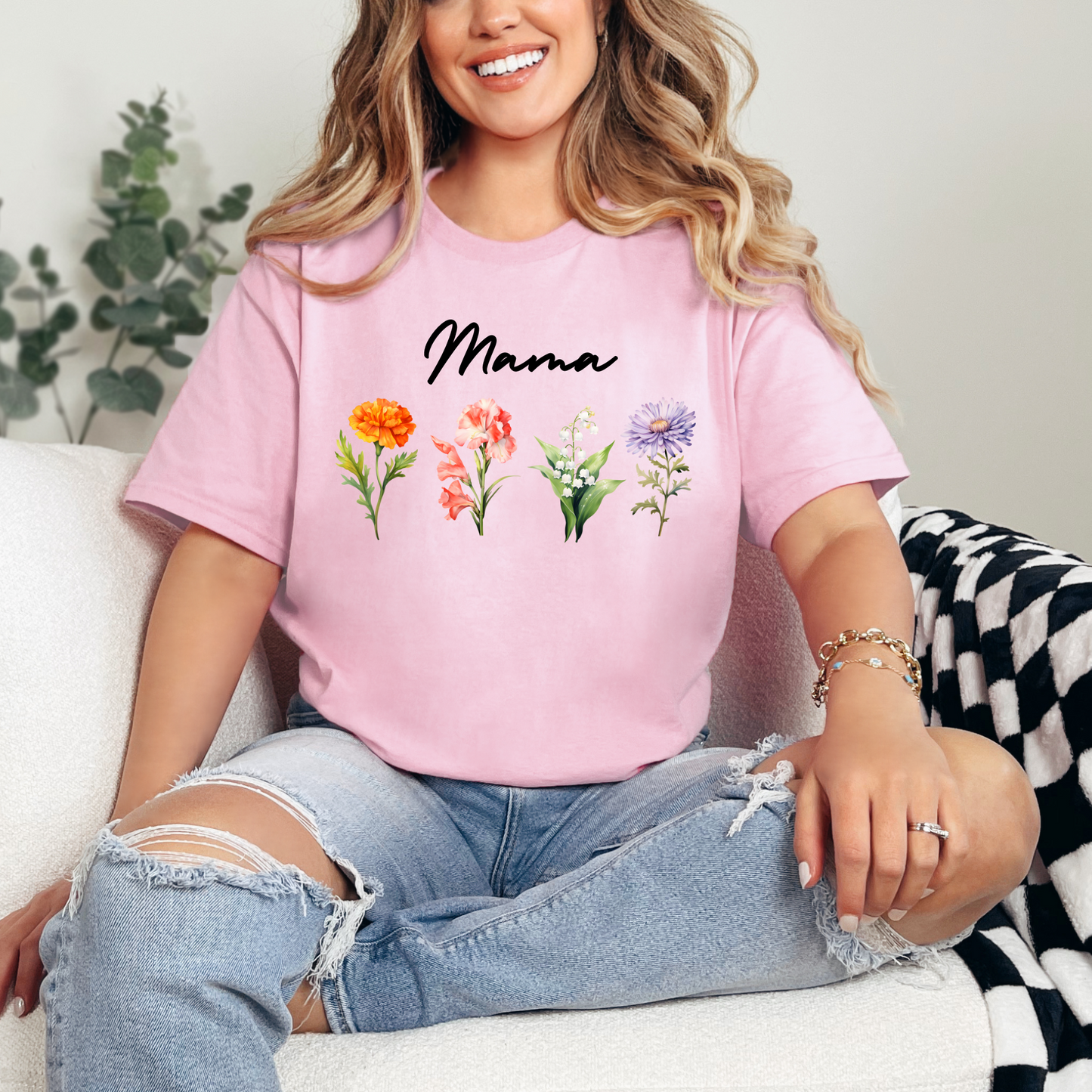 Custom Birth month flowers Graphic Tee