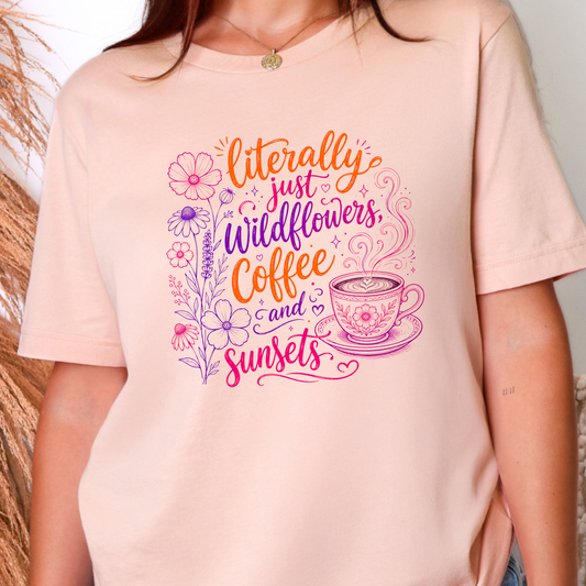 Wildflowers Coffee Sunsets Graphic Tee
