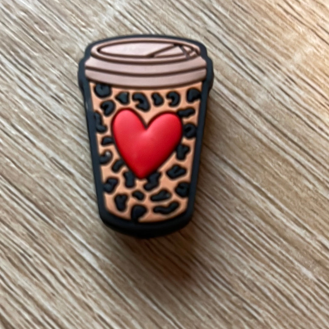 Cheetah Heart Coffee Cup Brown Silicone Focal
