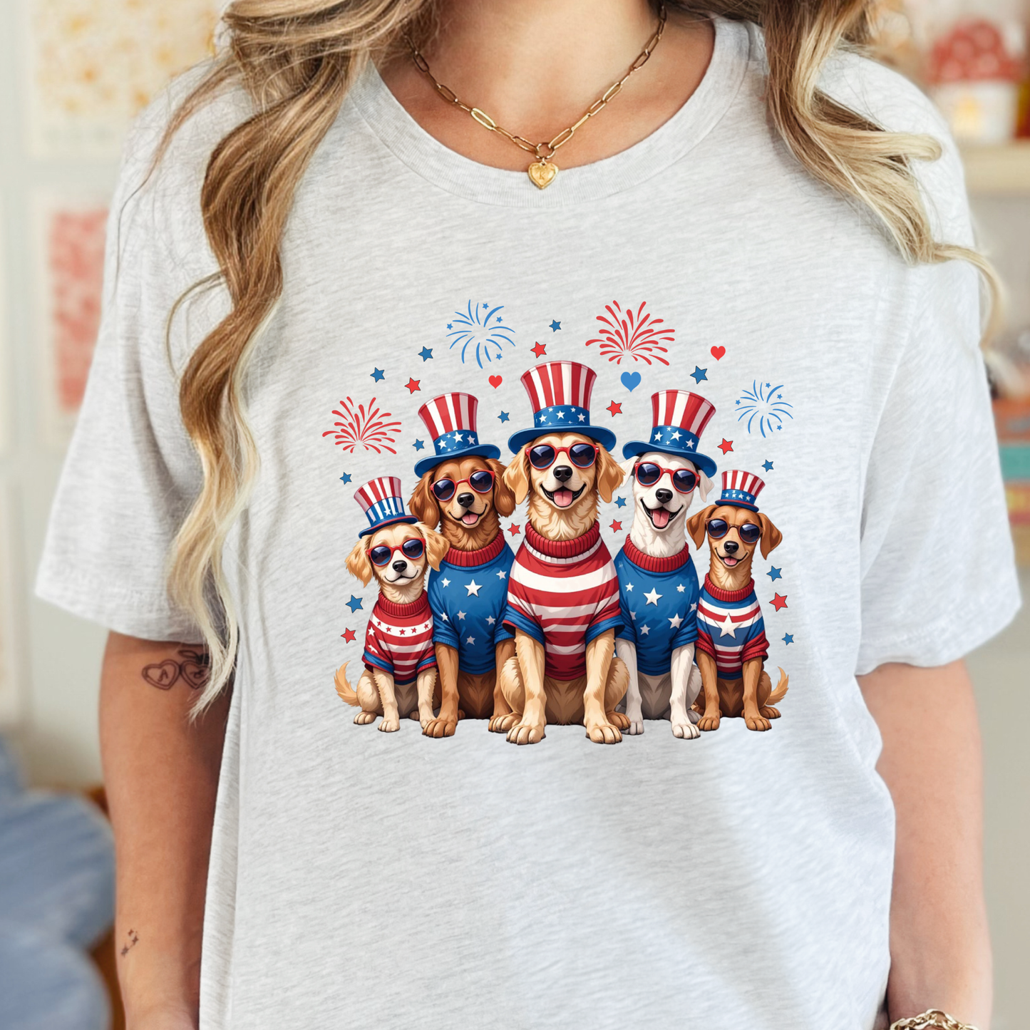 Dogs Patriotic Graphic Tee