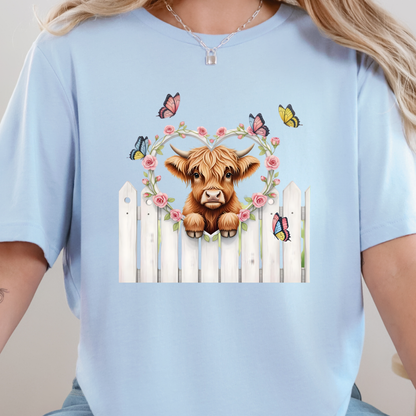 Highland Cow Butterflies Graphic Tee
