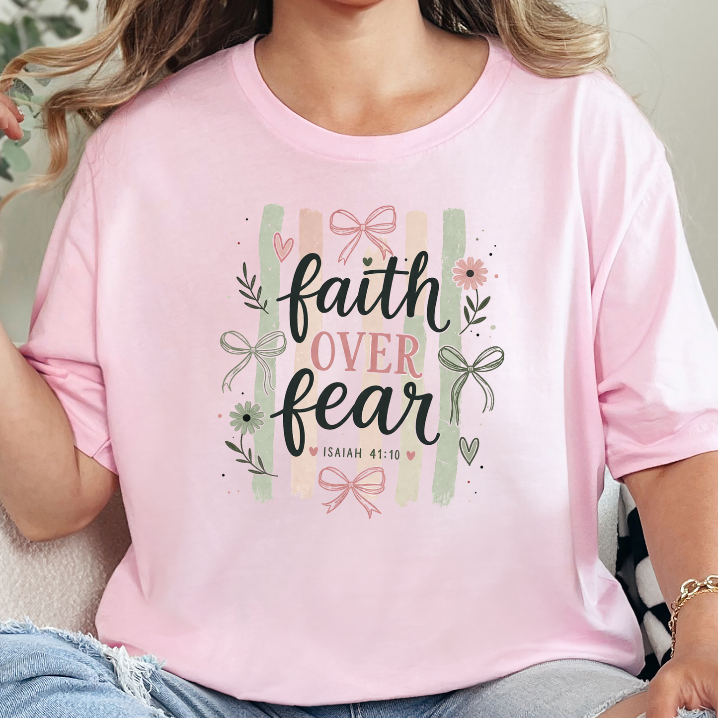 Faith over Fear Stripes Graphic Tee