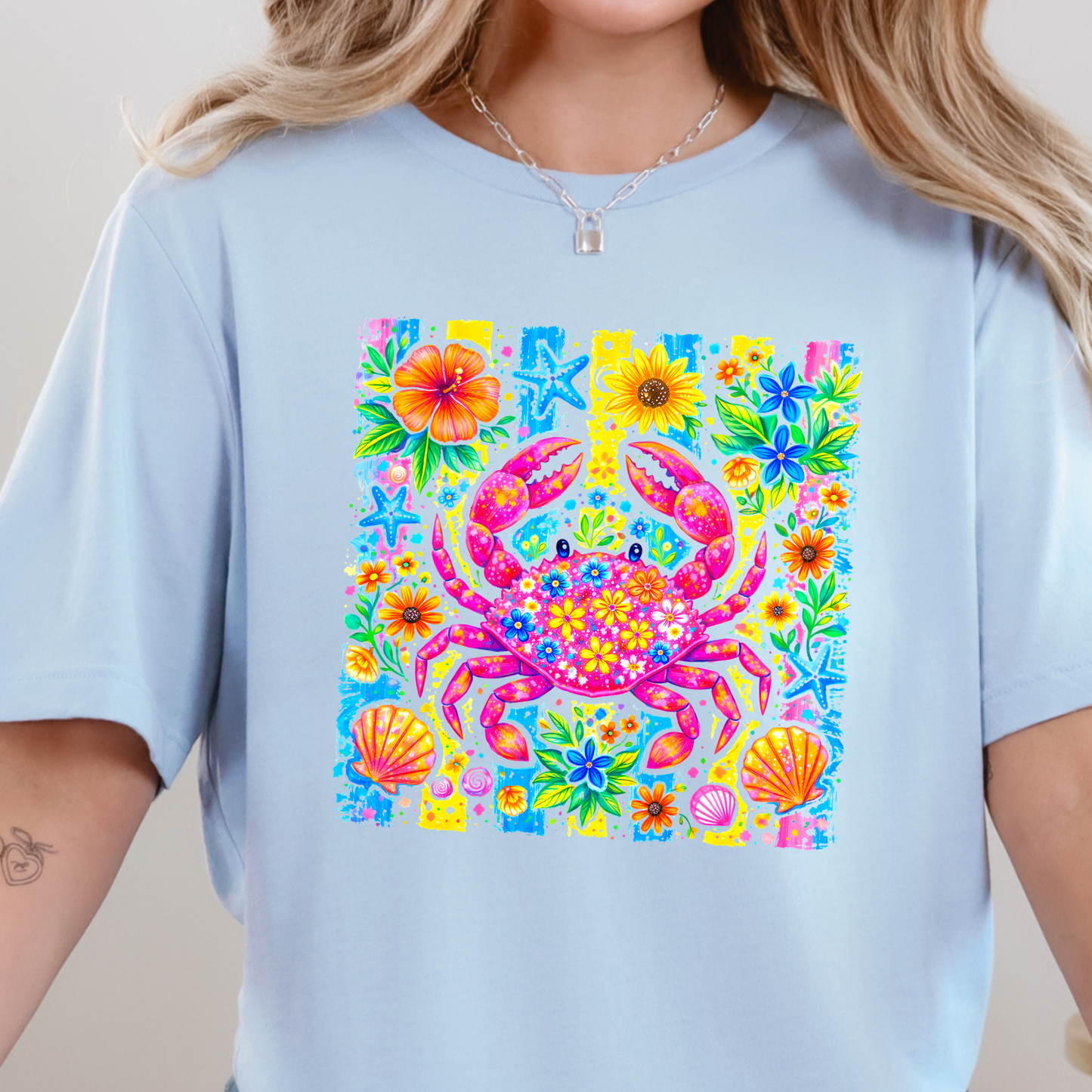Preppy Summer Crab Graphic Tee