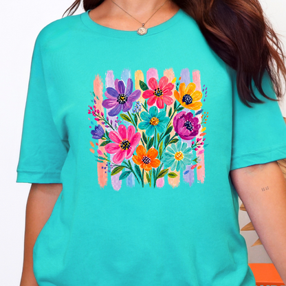 Boho Floral Brushstroke Graphic Tee