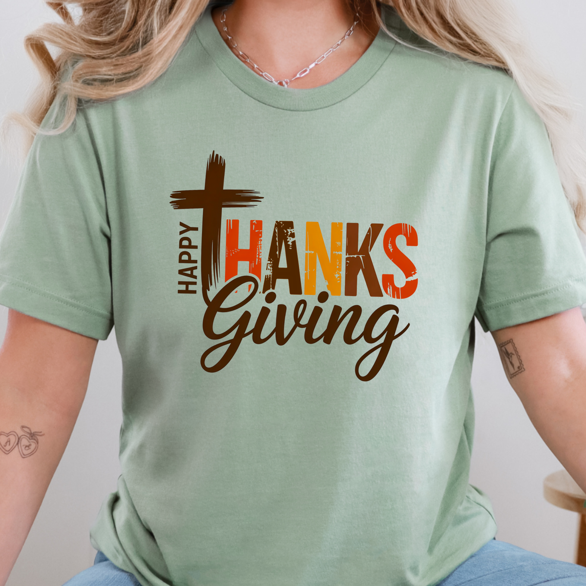 Happy Thanksgiving Cross Graphic Tee