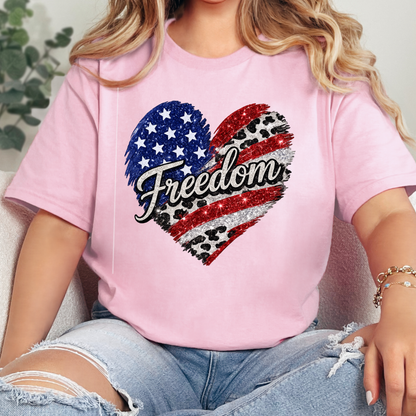 Freedom Flag Cow Print Graphic Tee