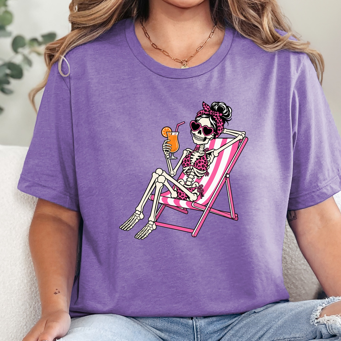 Skeleton in Lawn Chair Graphic Tee