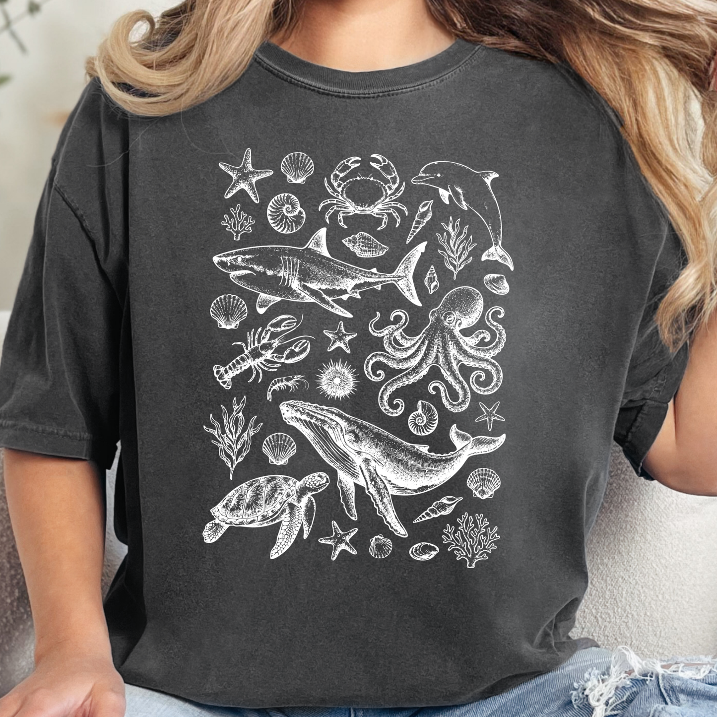 Summer Coastal Ocean Life Graphic Tee