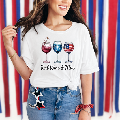 4th of July Red Wine & Blue Graphic Tee